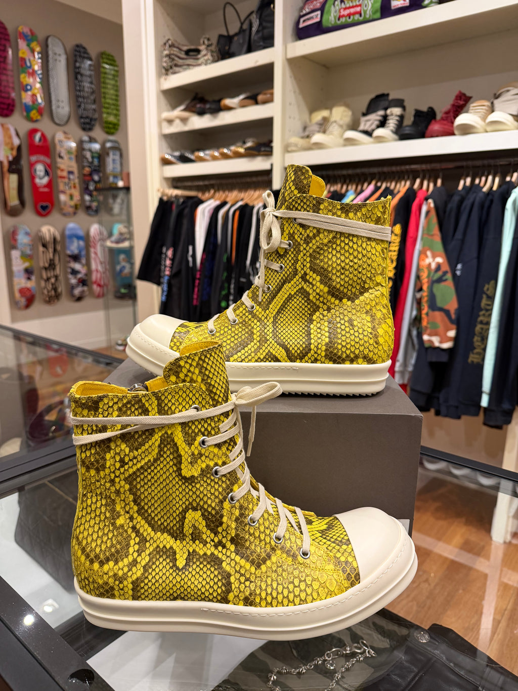 Rick Owens Python Ramone High - Lemon Milk Yellow