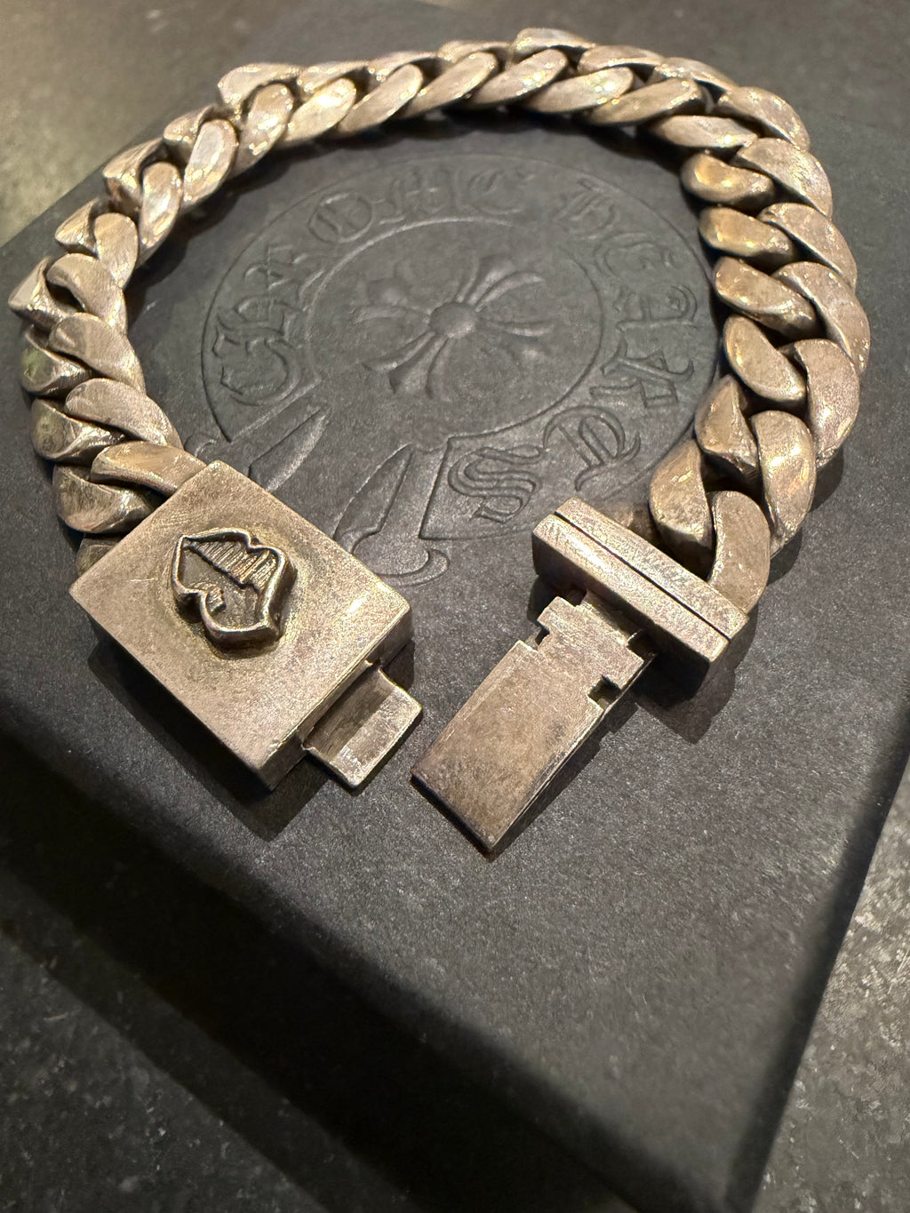 Chrome Hearts Matty Boy ‘Chomper’ Mini Cuban ID Box Bracelet - Silver