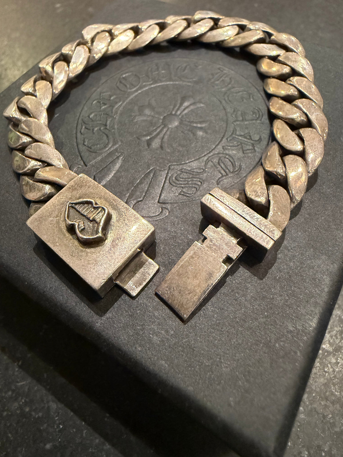 Chrome Hearts Matty Boy ‘Chomper’ Mini Cuban ID Box Bracelet - Silver