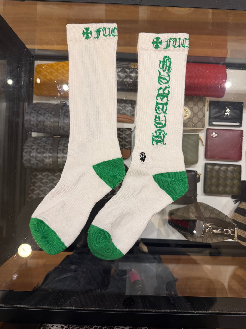 Chrome Hearts CH ‘Fuck You’ Socks - White/Green