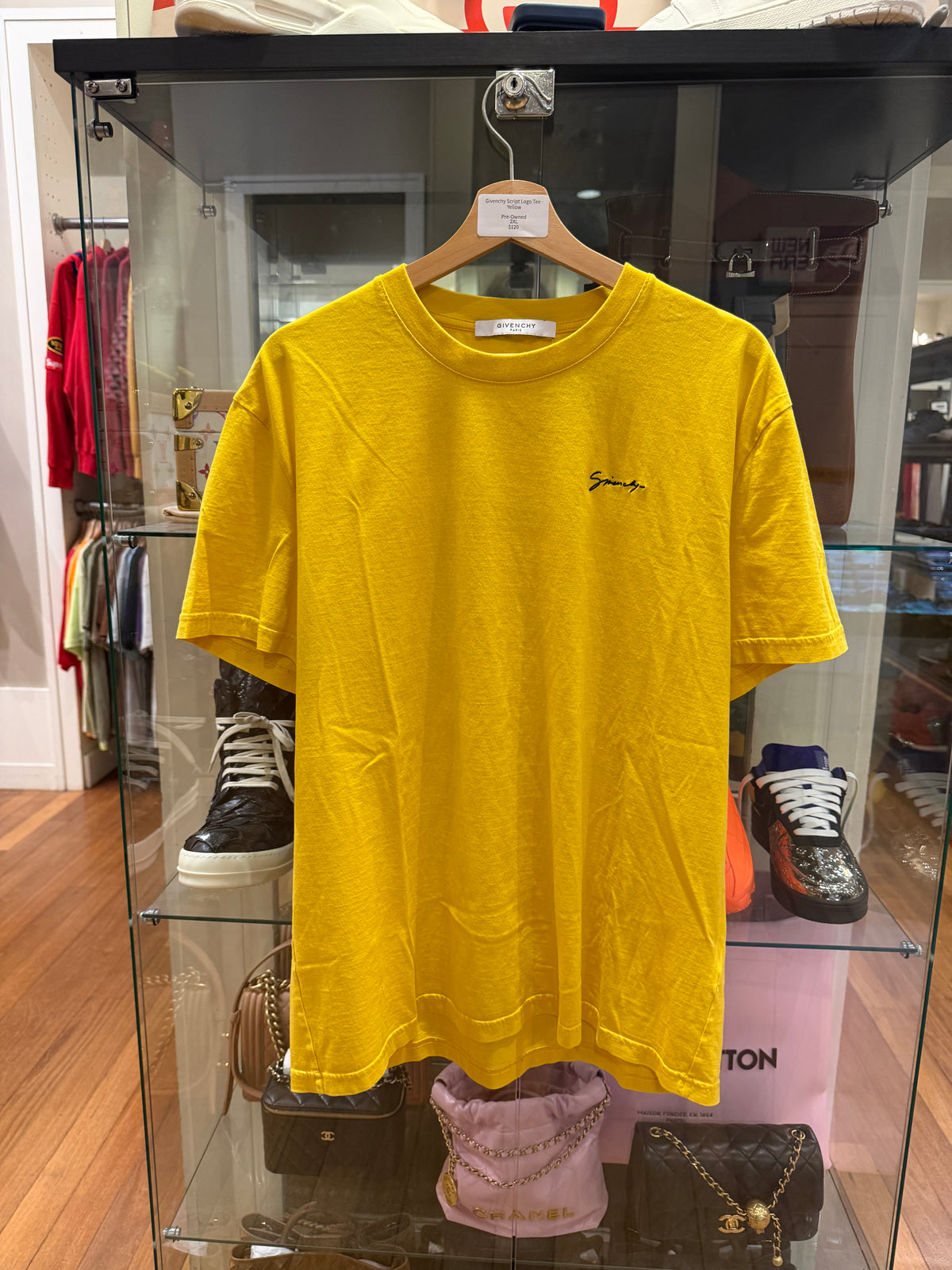 Givenchy Script Logo Tee - Yellow