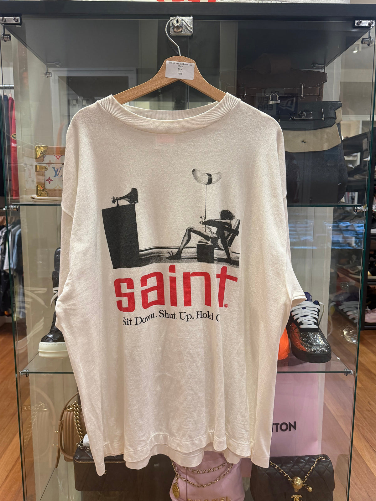 Saint Michael 'Sit Down' Tee -
White