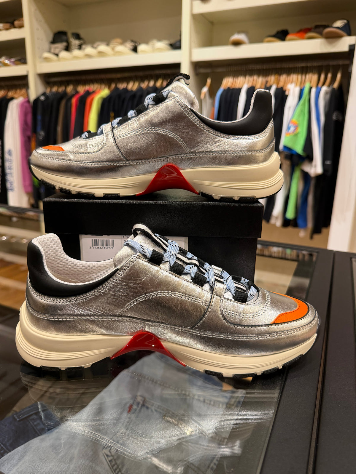 Chanel 26K Silver Trainer Sneakers