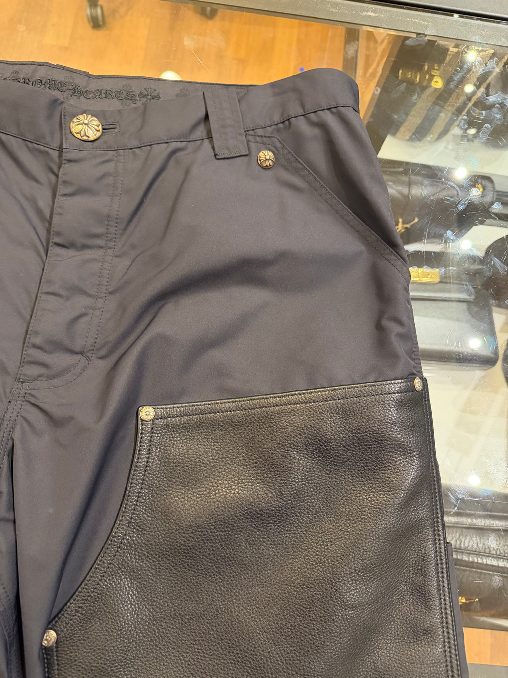 Chrome Hearts Leather & Nylon Double Knee Carpenter Pants - Black