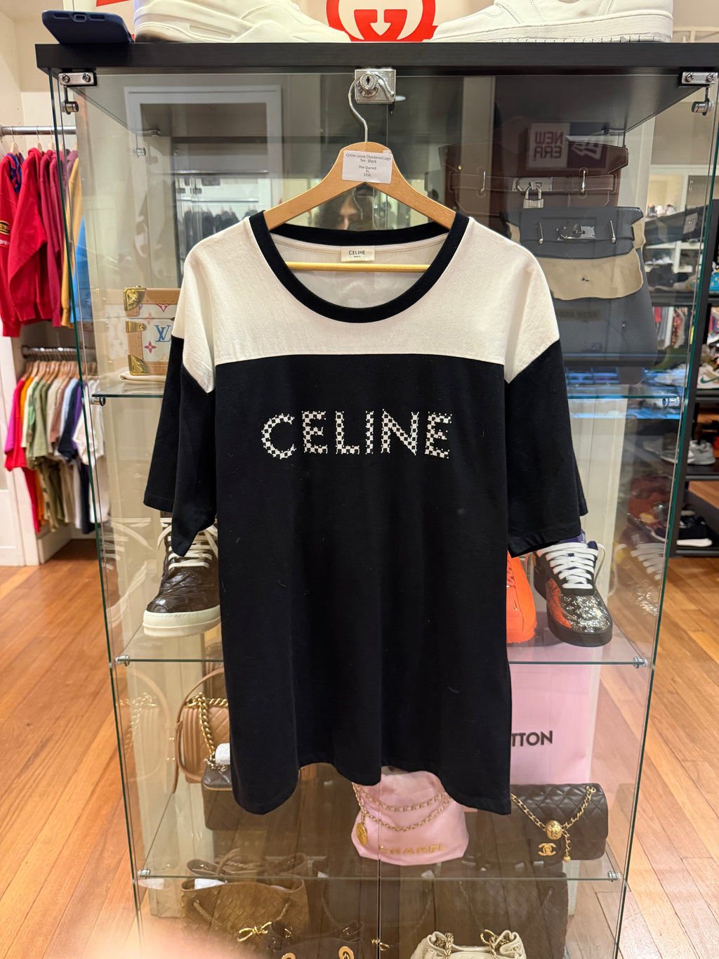 Celine Loose Checkered Logo Tee