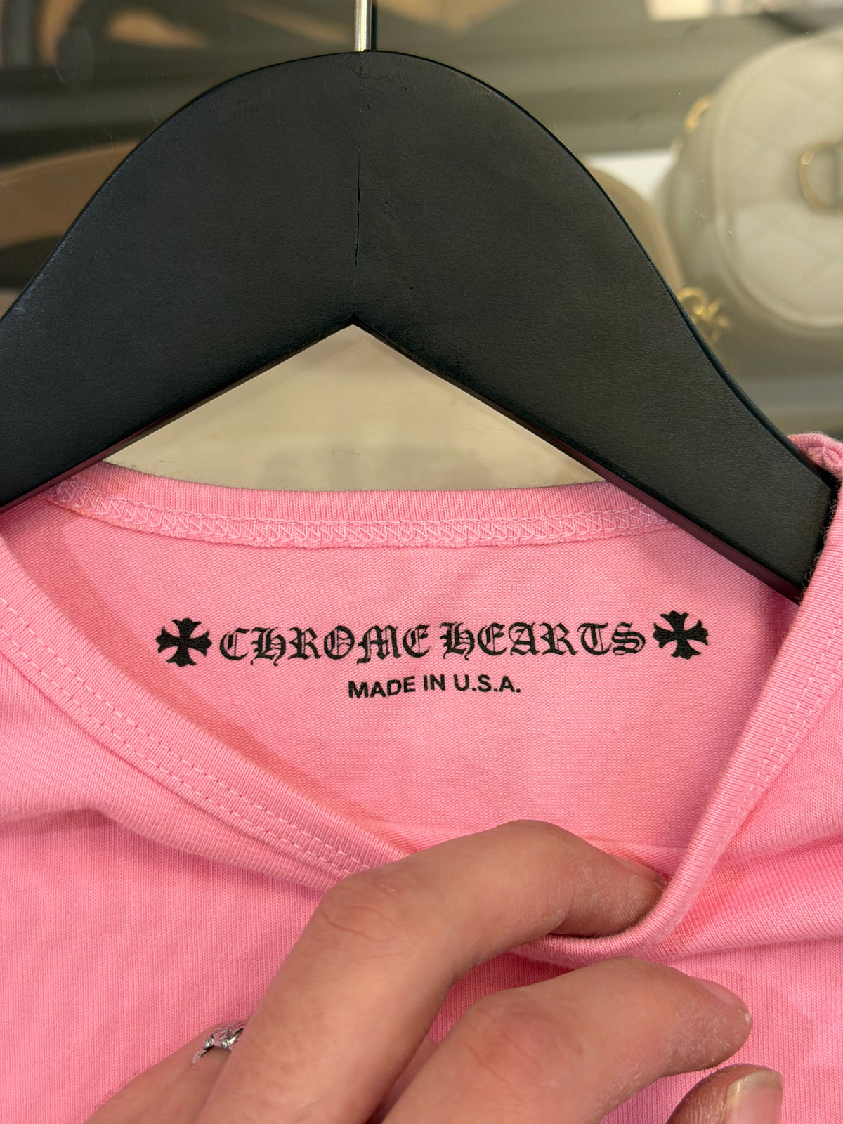 Chrome Hearts x Matty Boy Pink Flame Long Sleeve Crop Top