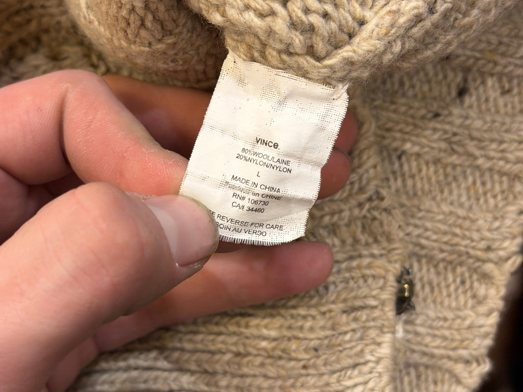 Vince. Cable Knit Sweater Hoodie