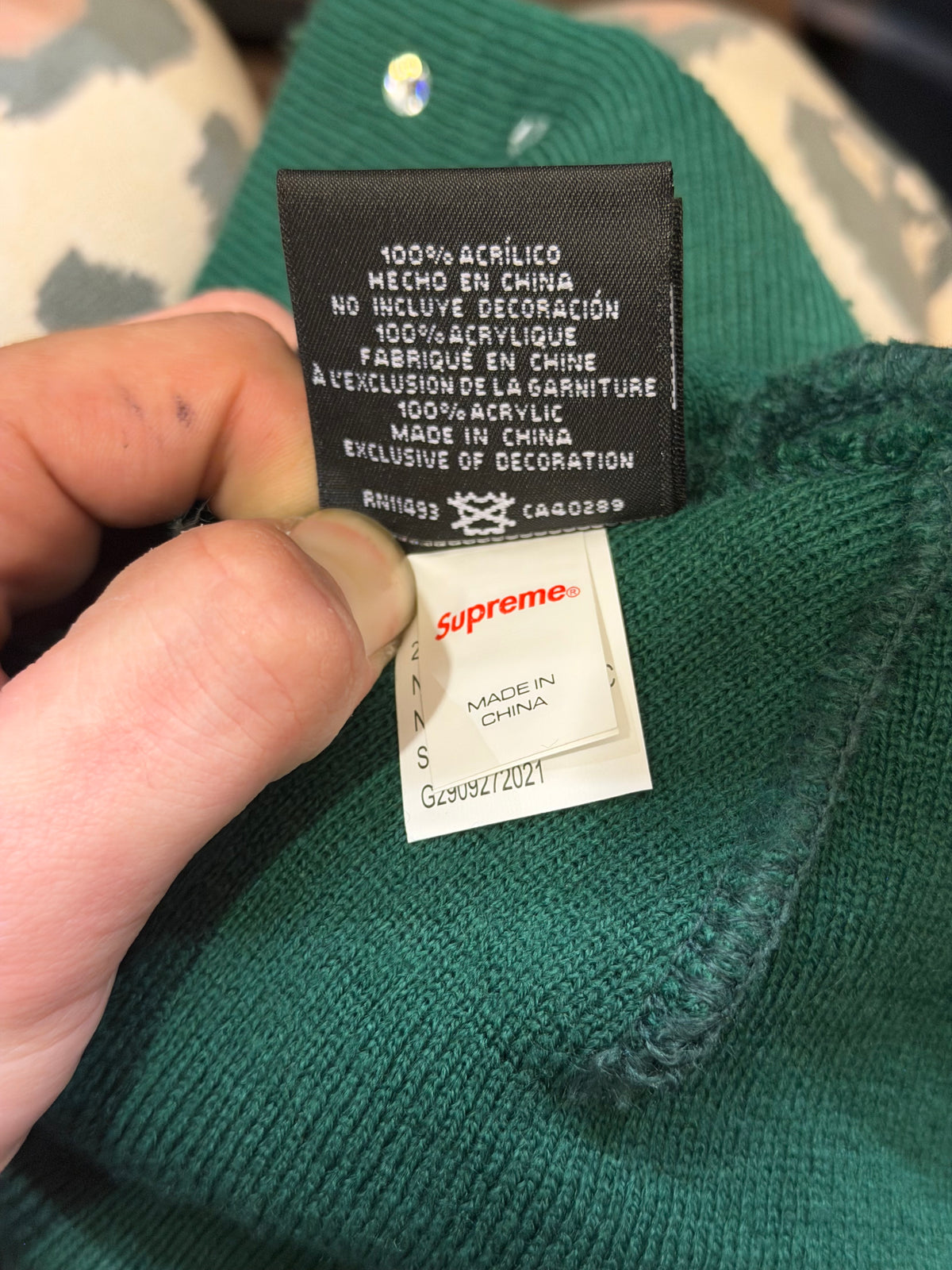Supreme x New Era Rhinestone Beanie - Green
