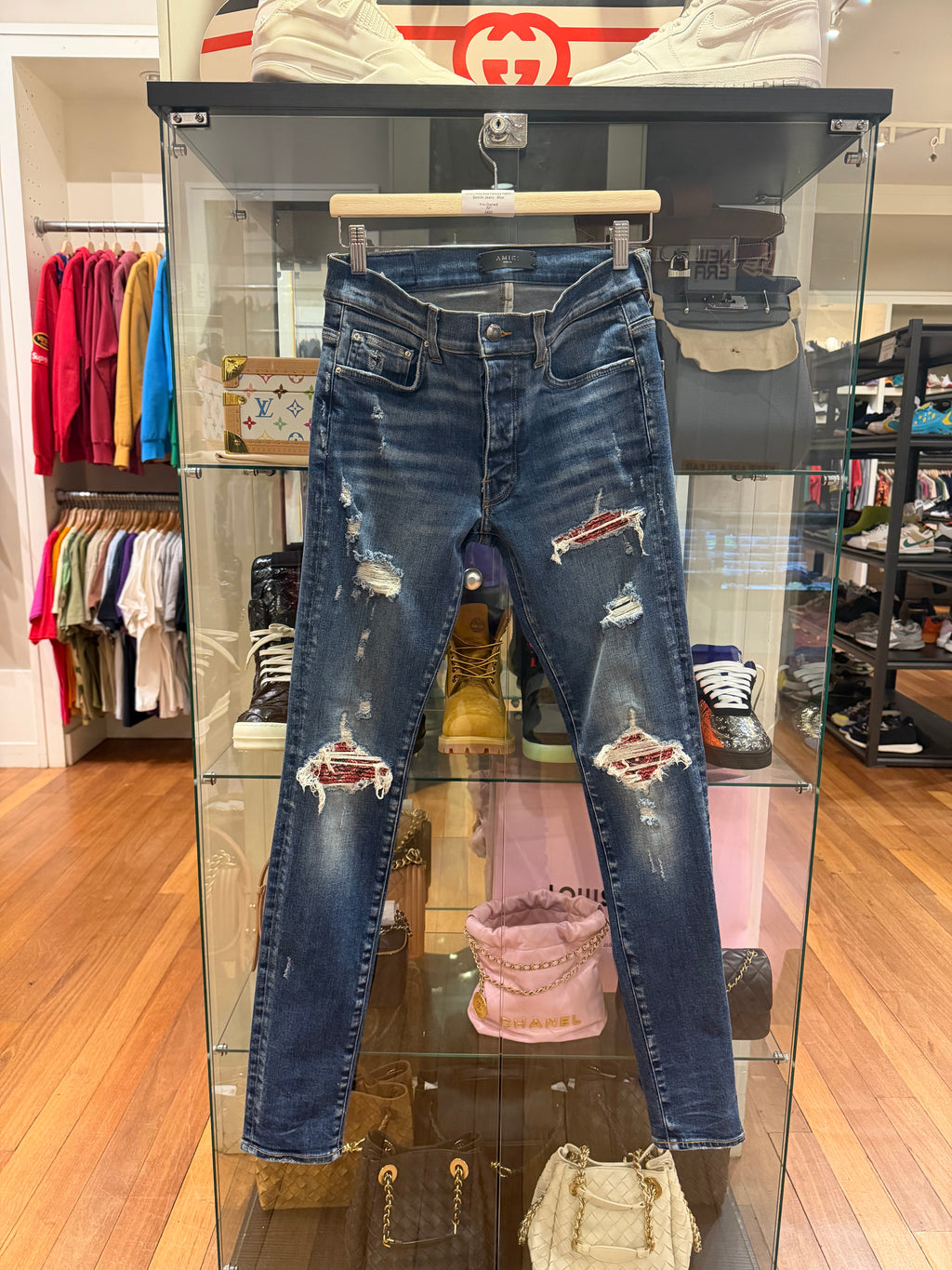 Amiri MX1 Red Paisley Patch
Denim Jeans - Blue