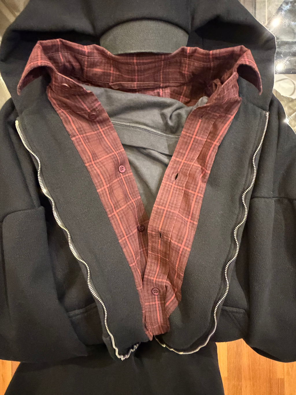Balenciaga Unity Sports Layered Flannel Shirt Hoodie