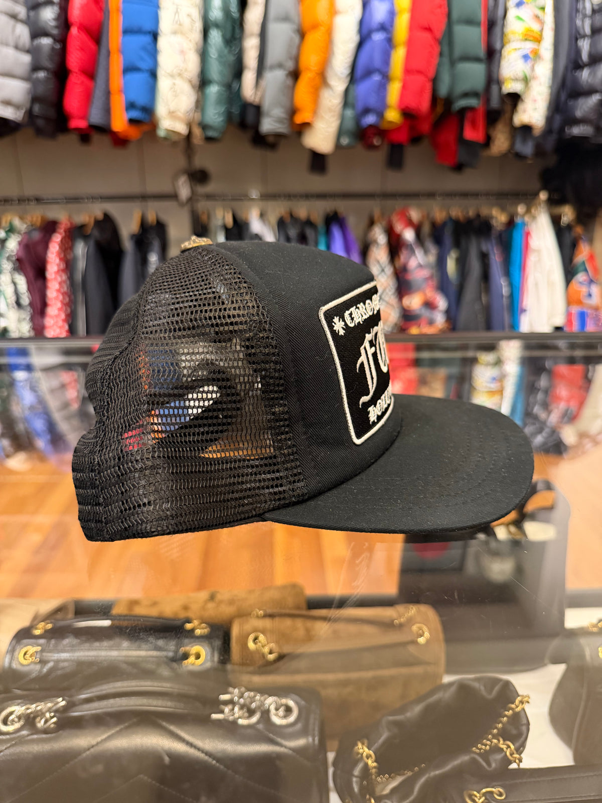 Chrome Hearts Fuck Hollywood Trucker Hat - Black