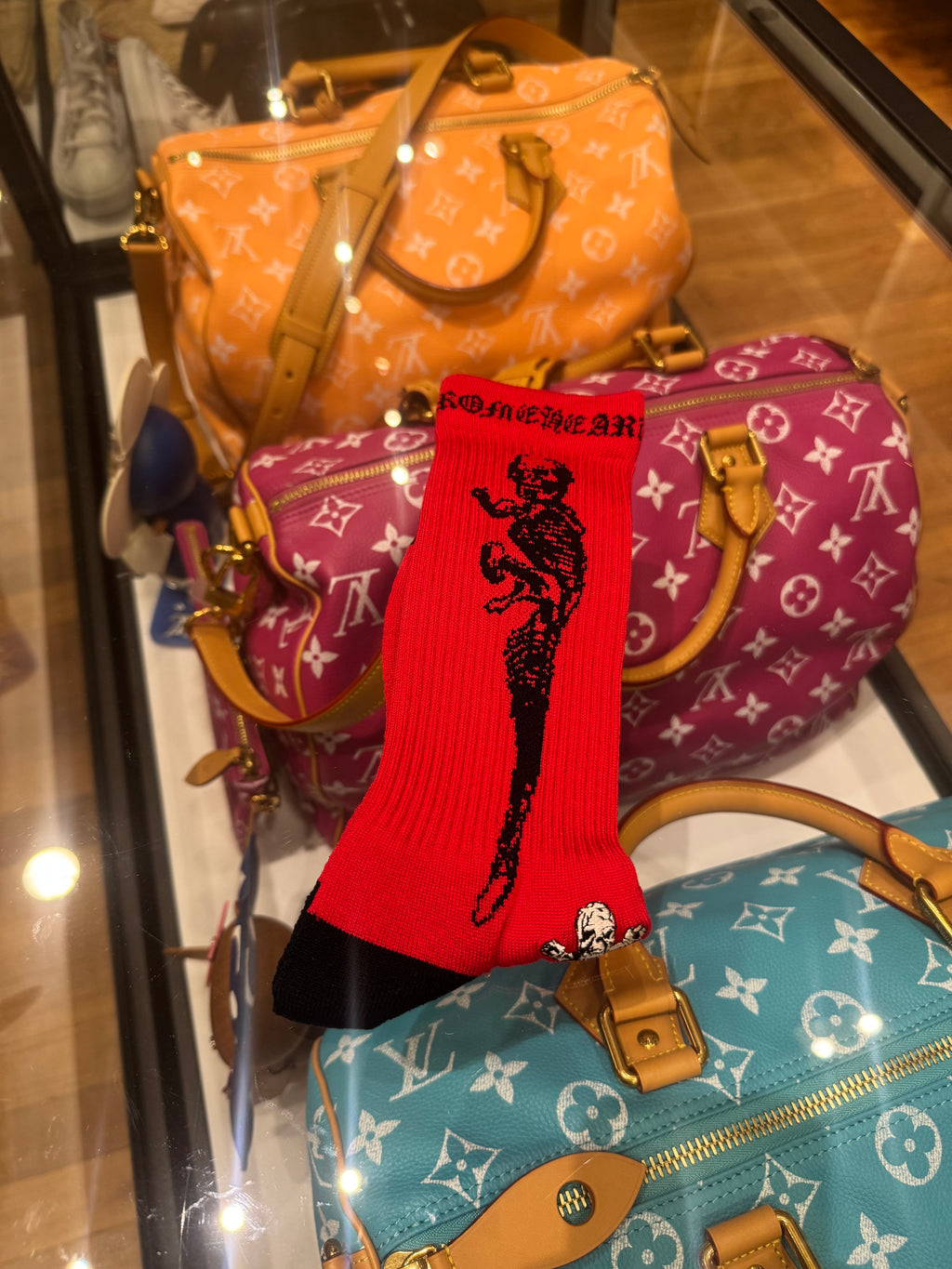 Chrome Hearts Fotti Socks - Red/Black (M)