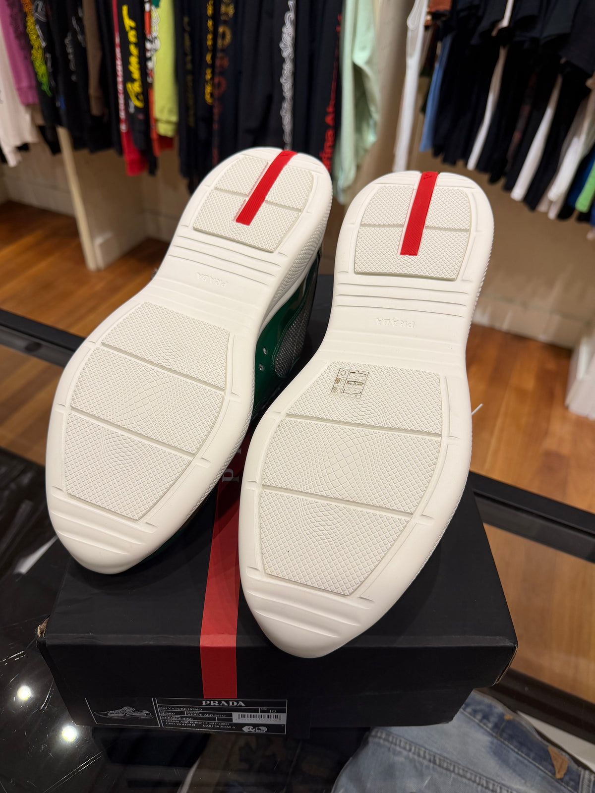 Prada Americas Cup Patent Leather - Green & Silver