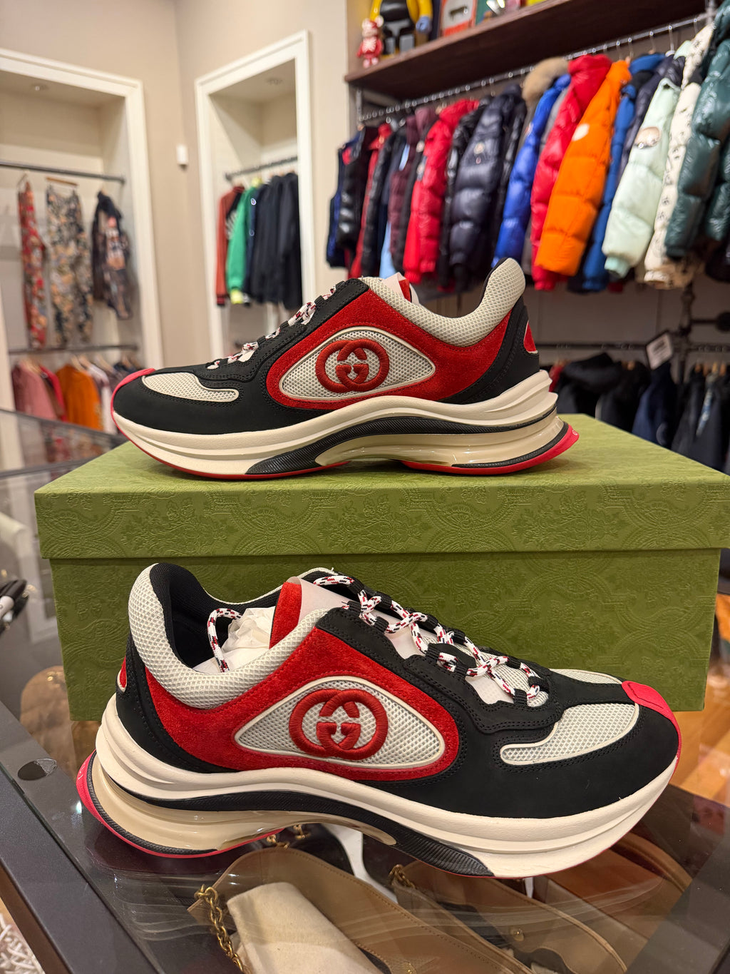 Gucci Run Suede Mesh Sneakers