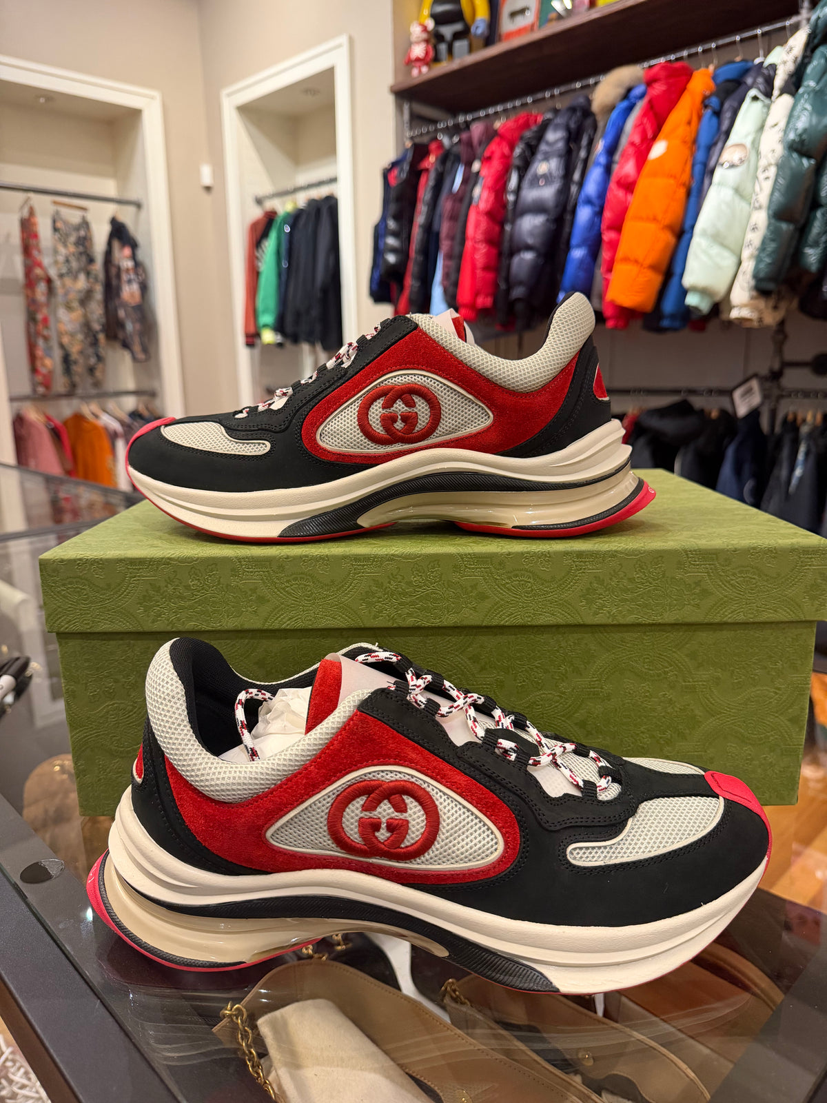 Gucci Run Suede Mesh Sneakers