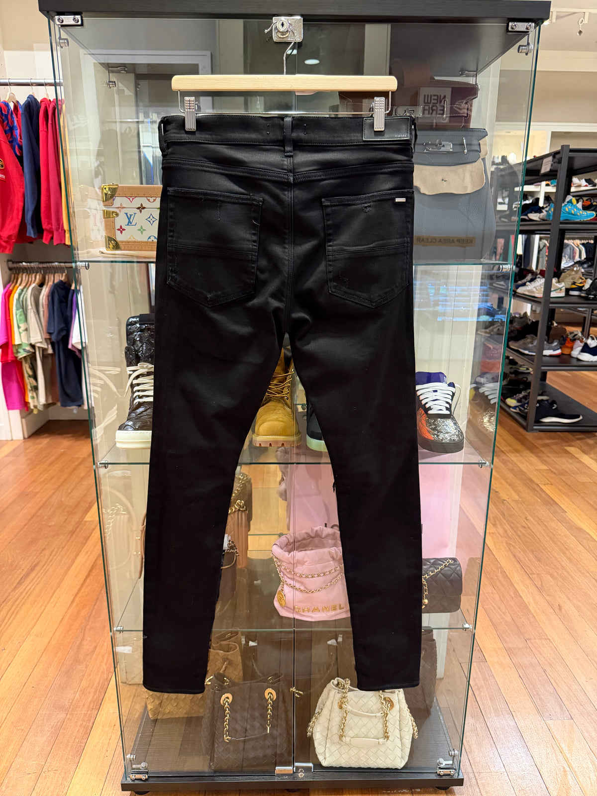 Amiri MX1 Distressed Skinny Jeans - Black/Copper Patches