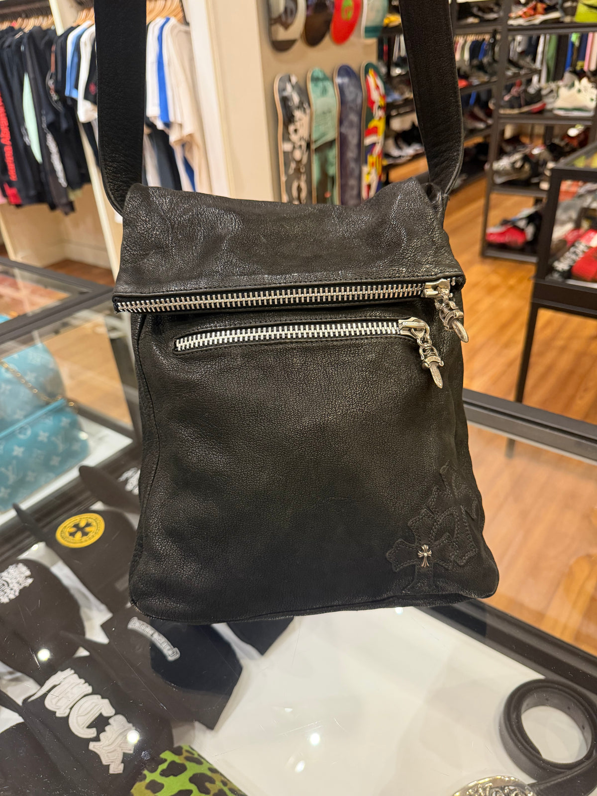 Chrome Hearts Blistered Leather Side Bag With Cross Patch
