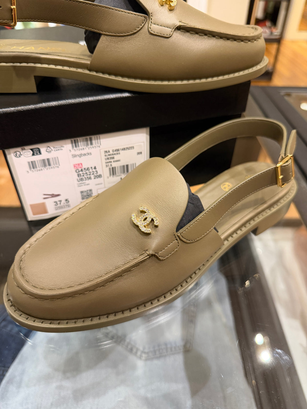 Chanel 26A Slingback Loafers - Dark Khaki