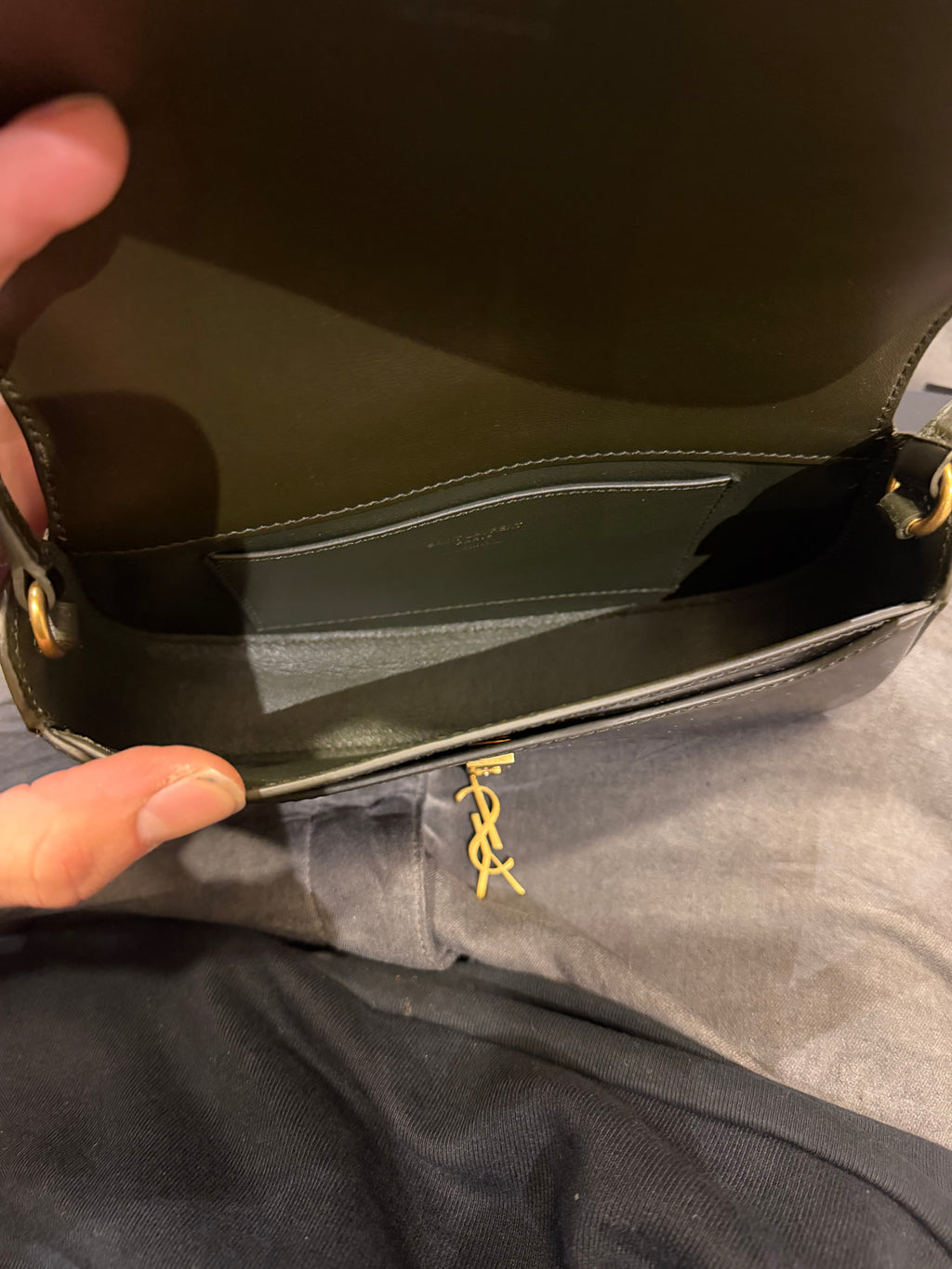 Patent Calfskin Mini Voltaire Shoulder Bag - Dark Vineyard Green