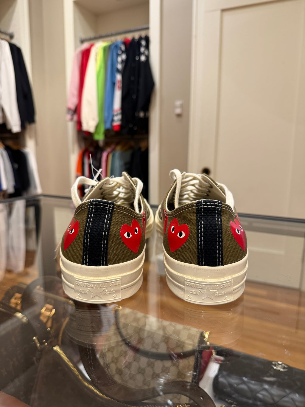 Comme Des Garçons PLAY x Converse Chuck 70 Low Top ‘Multi Heart’ - Olive/Khaki