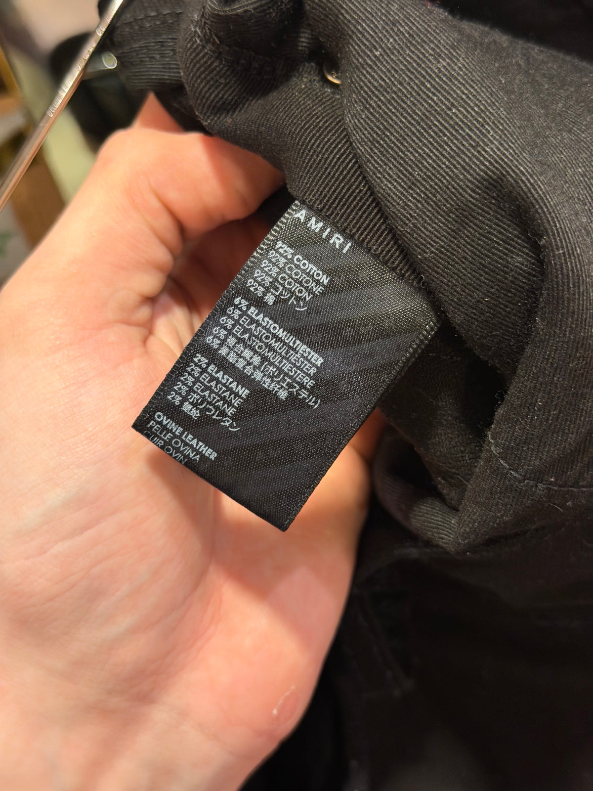 Amiri MX1 Distressed Skinny Jeans - Black/Black Patches