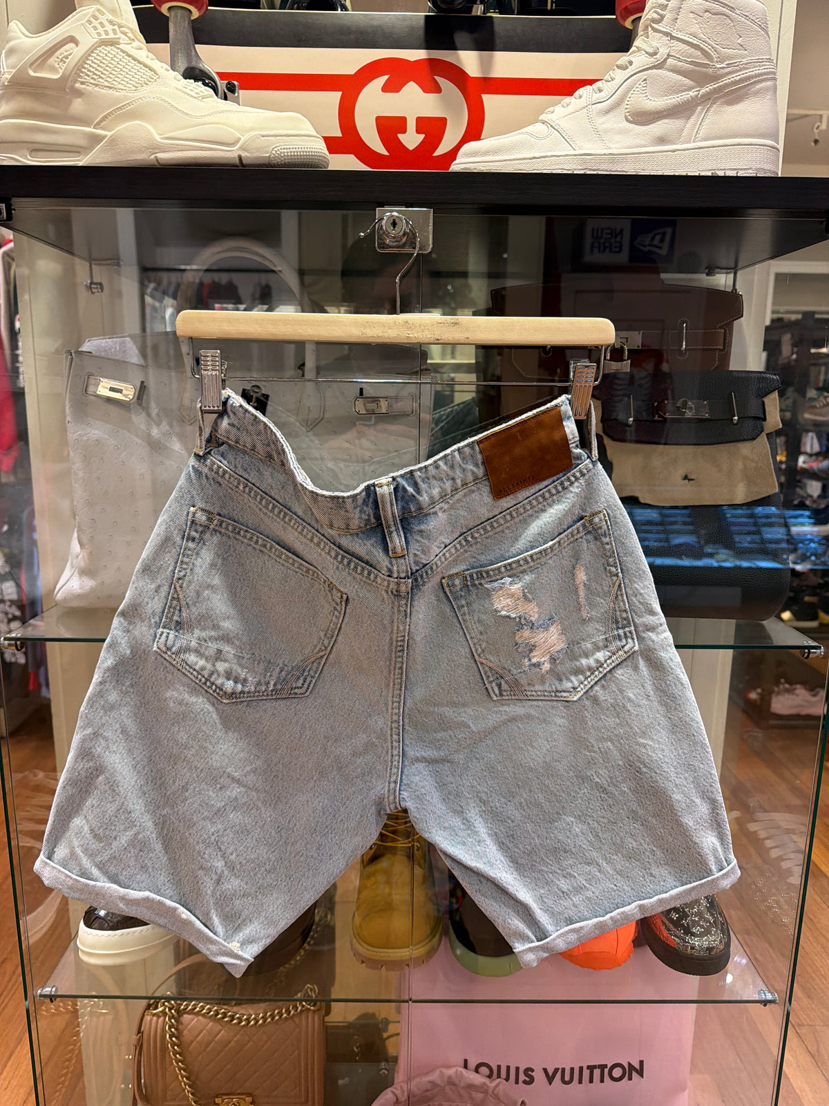 All Saints Distressed Denim Shorts - Light Wash