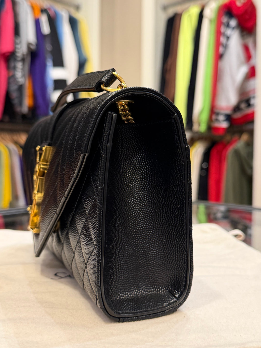 Saint Laurent Small Quilted Envelope Bag - Black