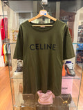 Celine Logo Print Tee - Green