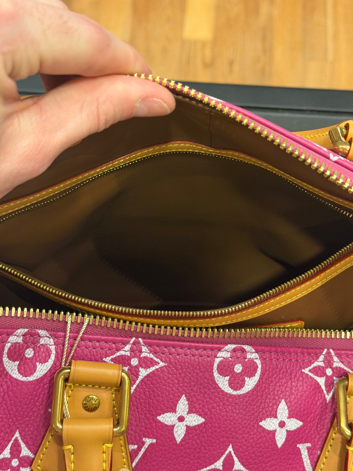 Louis Vuitton P9 Speedy 40 Bandouliere Pink Agate Duffle Bag