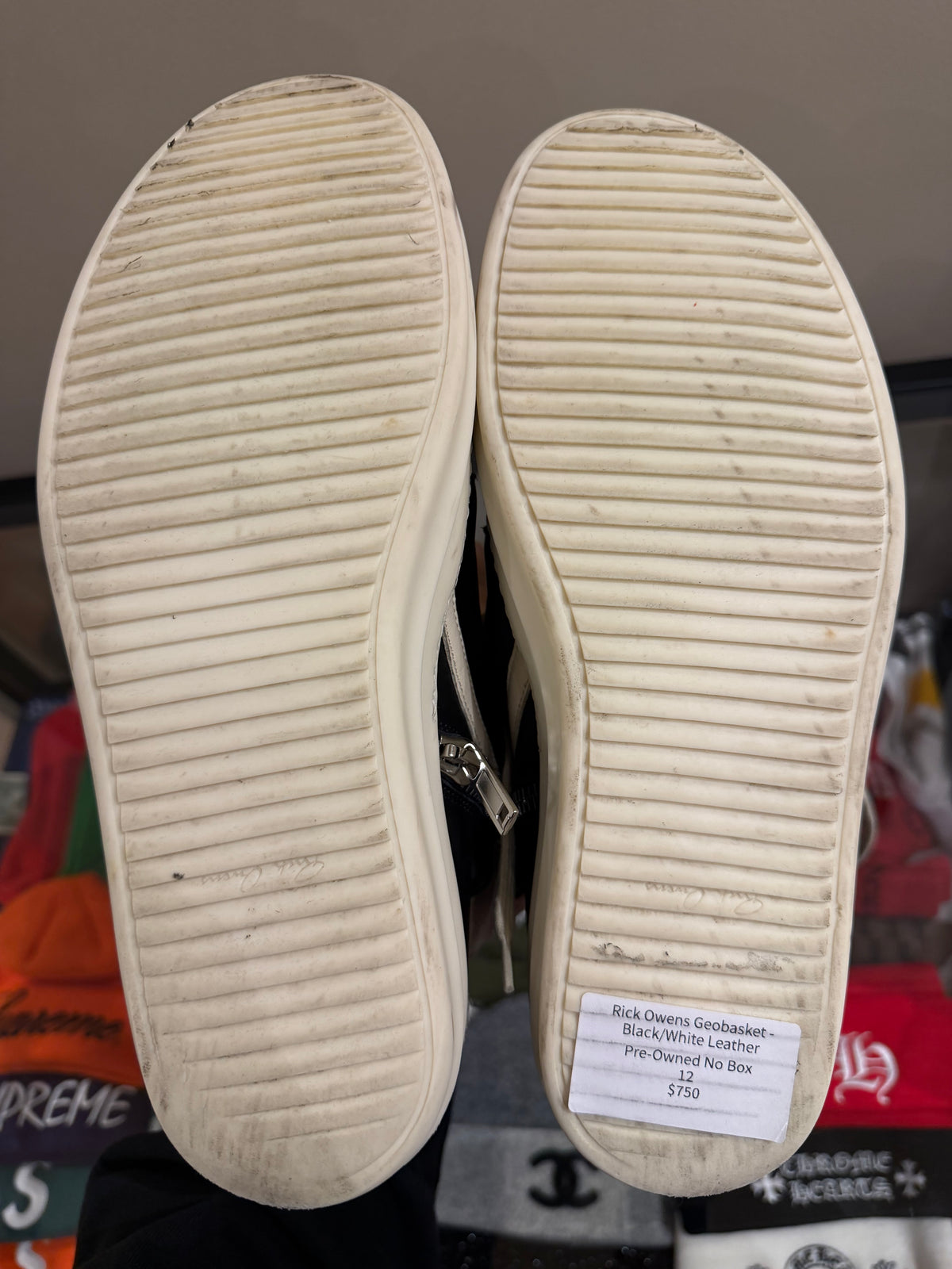 Rick Owens Geobasket - Black/White Leather