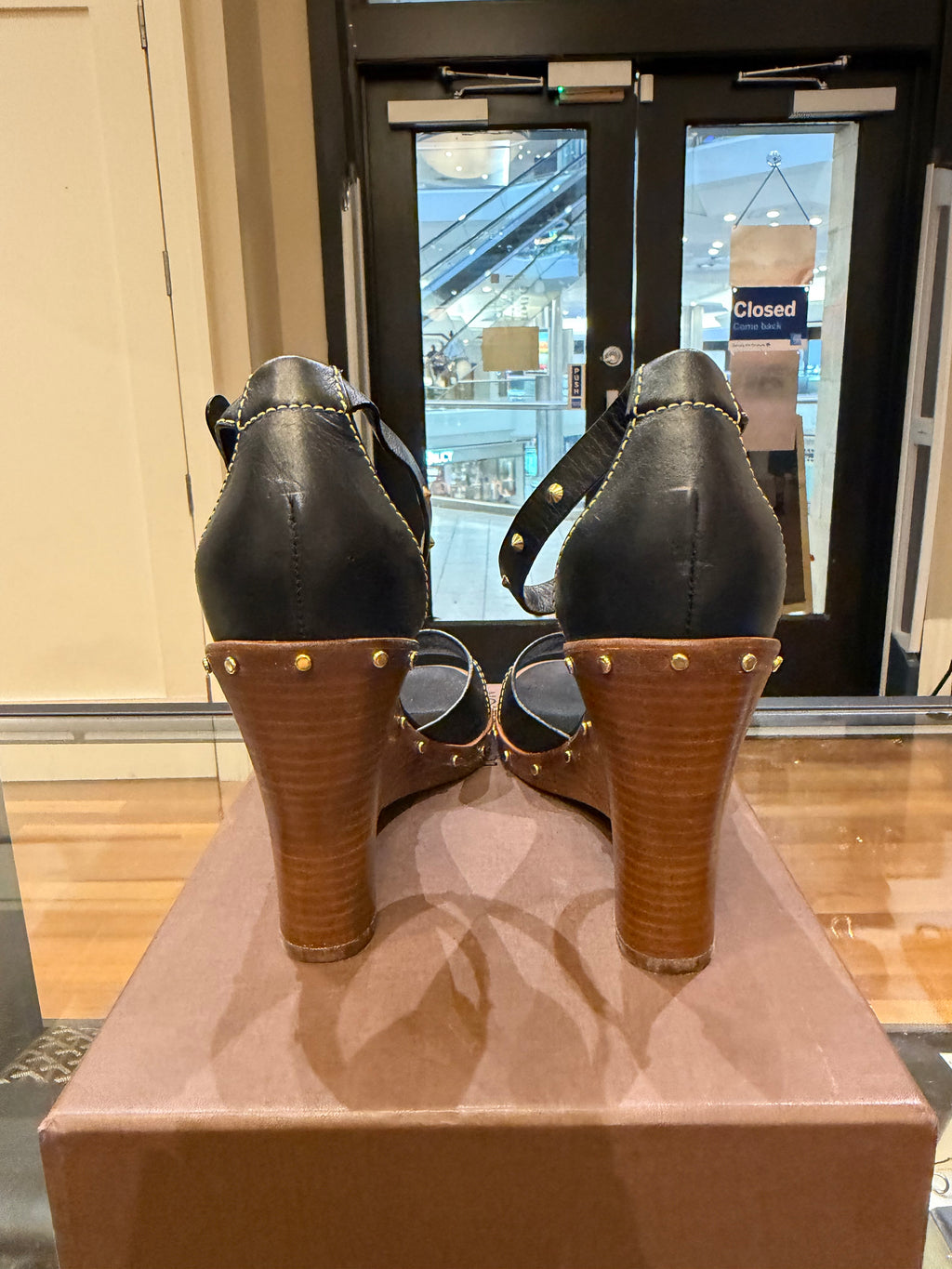 Louis Vuitton Wood Calfskin Vedette Heels - Black