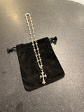Chrome Hearts Tiny E Cross Necklace W/ Cross Pendant 18” - Silver