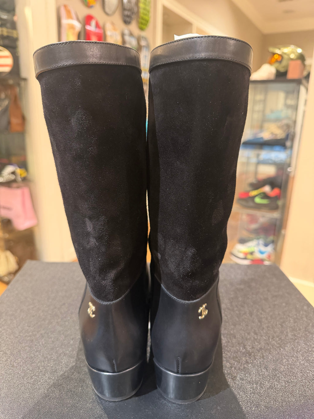 Chanel Calfskin & Suede Mid Calf Boots