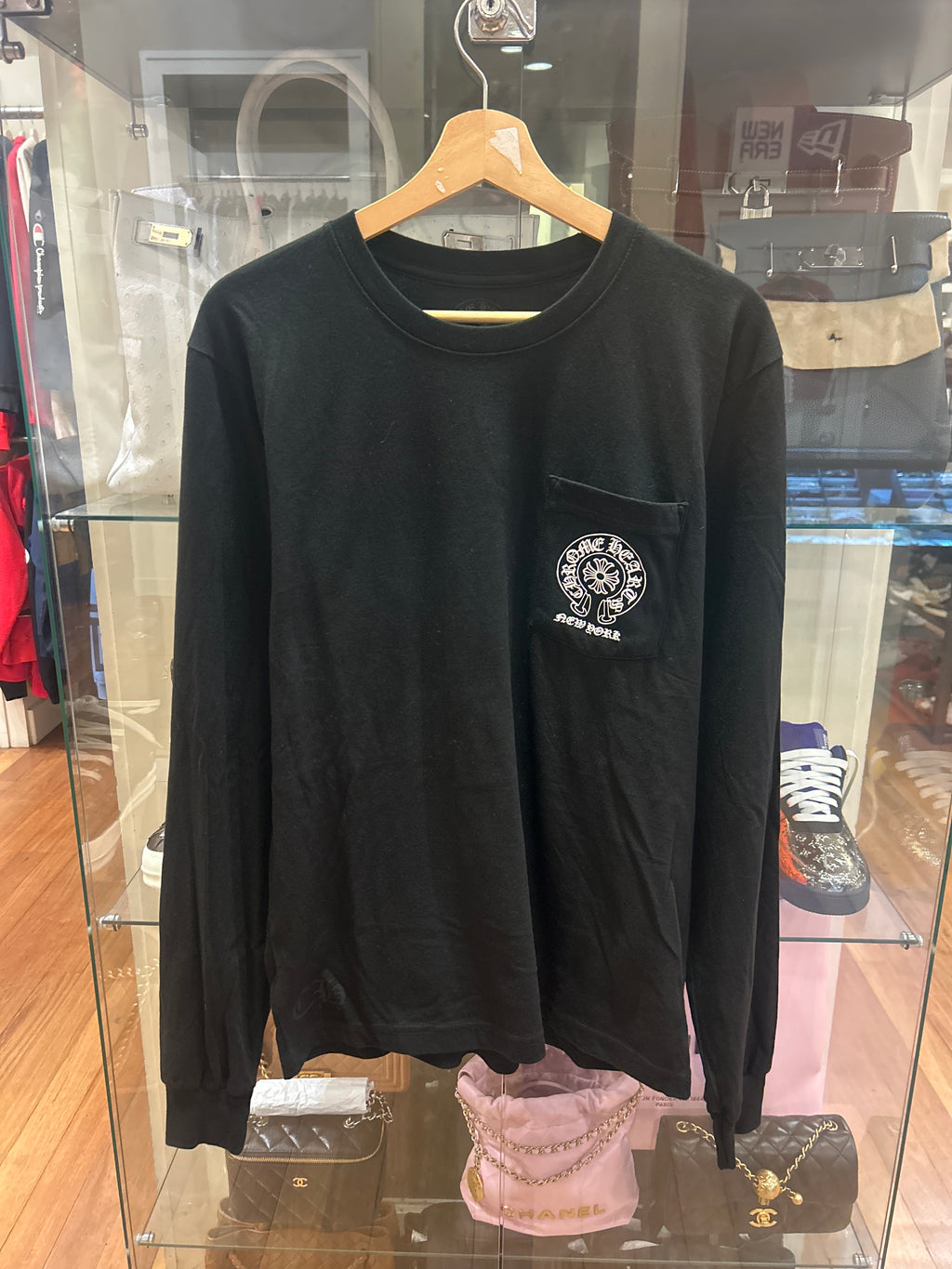 Chrome Hearts New York Horseshoe Logo LS Pocket Tee