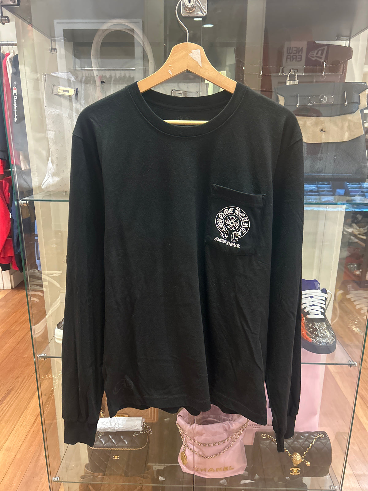Chrome Hearts New York Horseshoe Logo LS Pocket Tee
