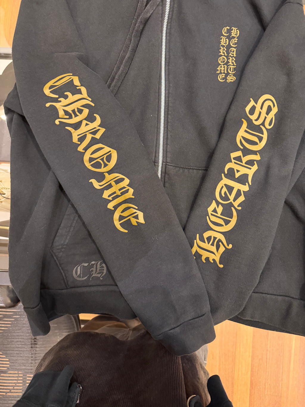 Chrome Hearts Vertical Logo Hoodie - Bronze Lettering
