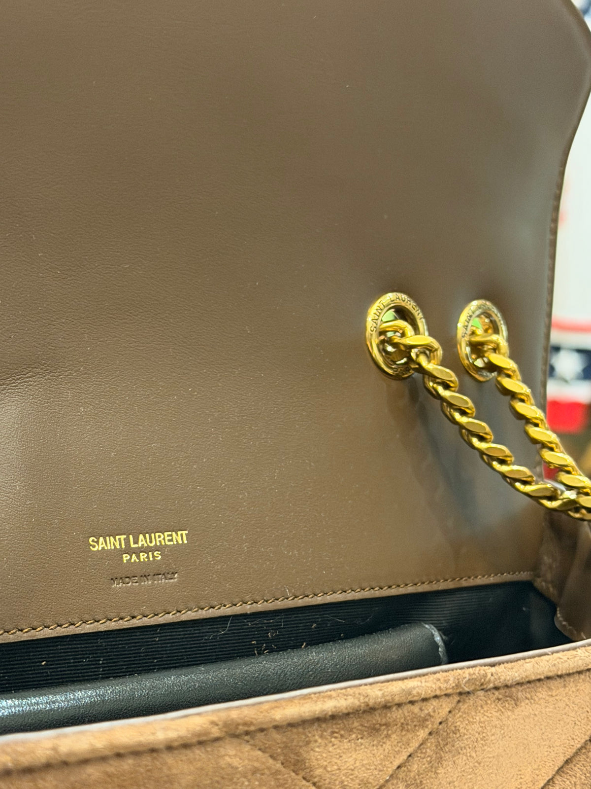 Saint Laurent LouLou Large in Suede - Caramel Cognac