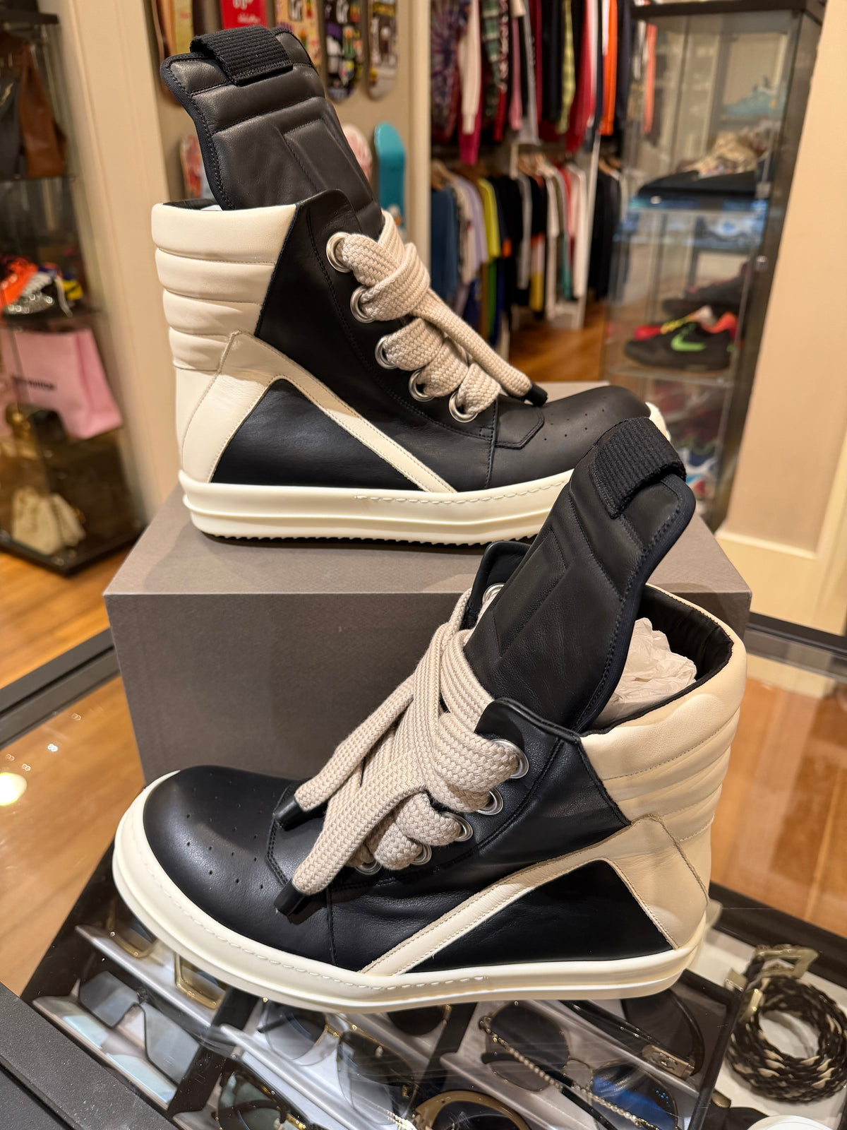 Rick Owens Jumbolace Geobaskets - Black/Milk