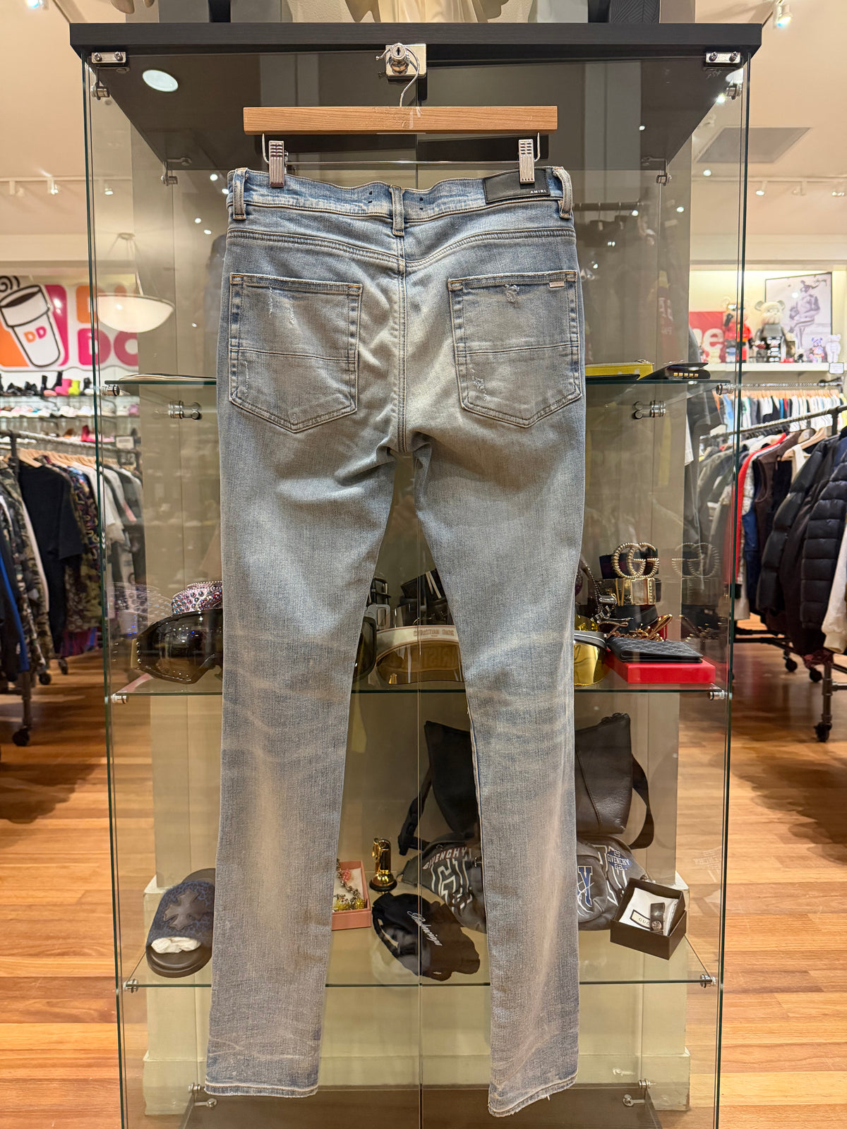 Amiri MX1 Distressed Skinny Jeans - LightWash/Flannel Patches