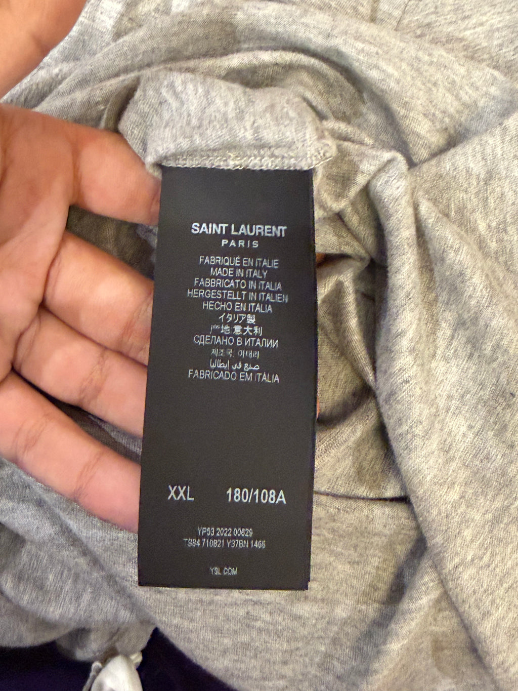 Saint Laurent Backwards
Logo Tee - Grey