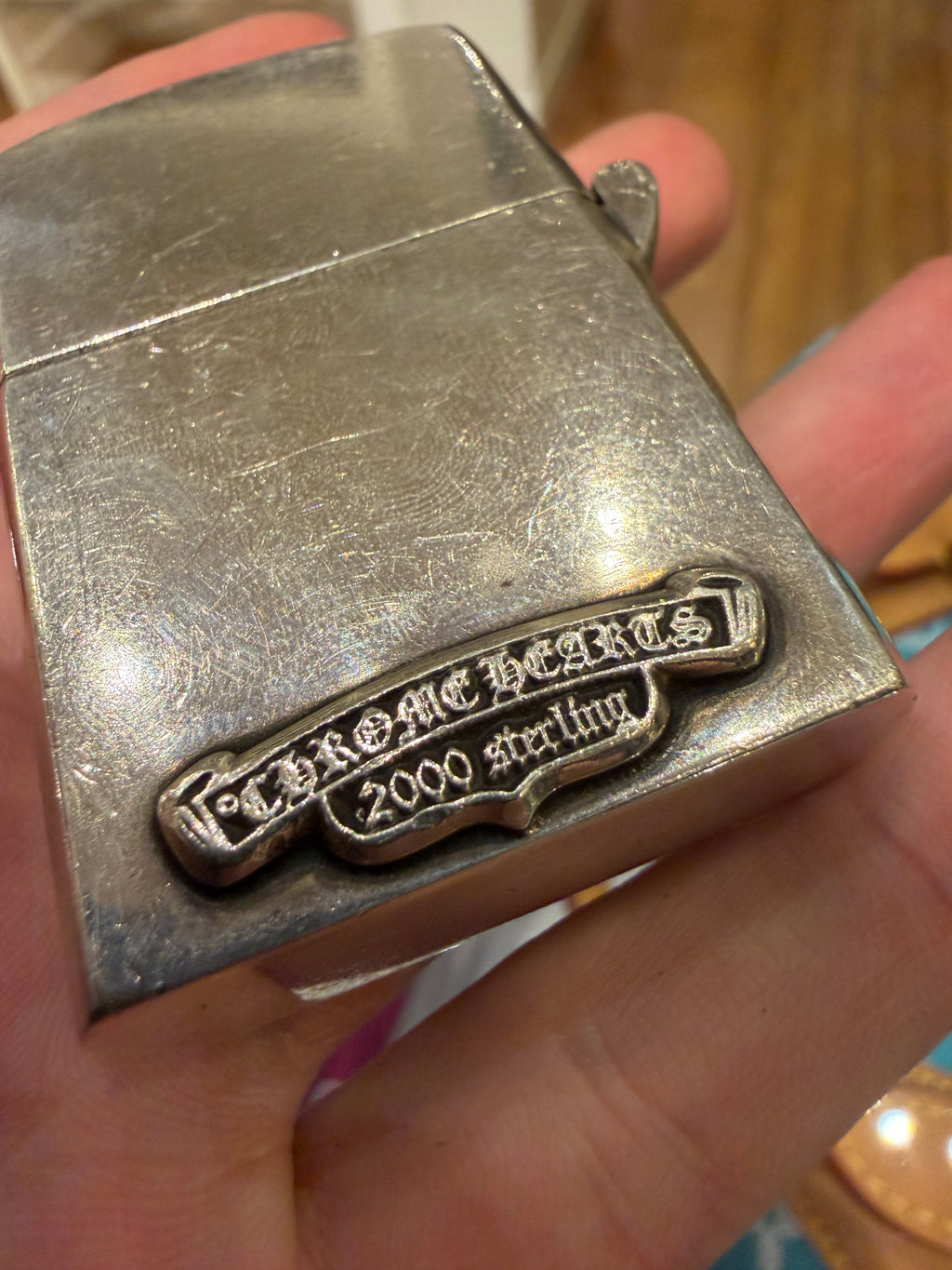 Chrome Hearts Cross Motif Zippo Lighter - Silver