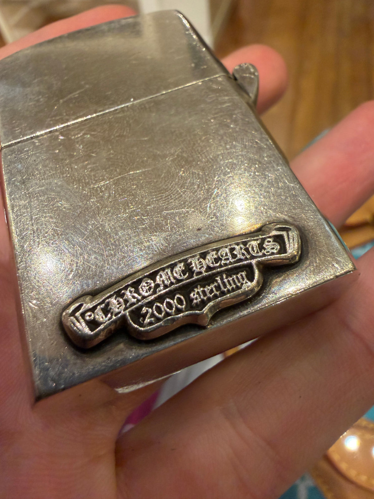 Chrome Hearts Cross Motif Zippo Lighter - Silver