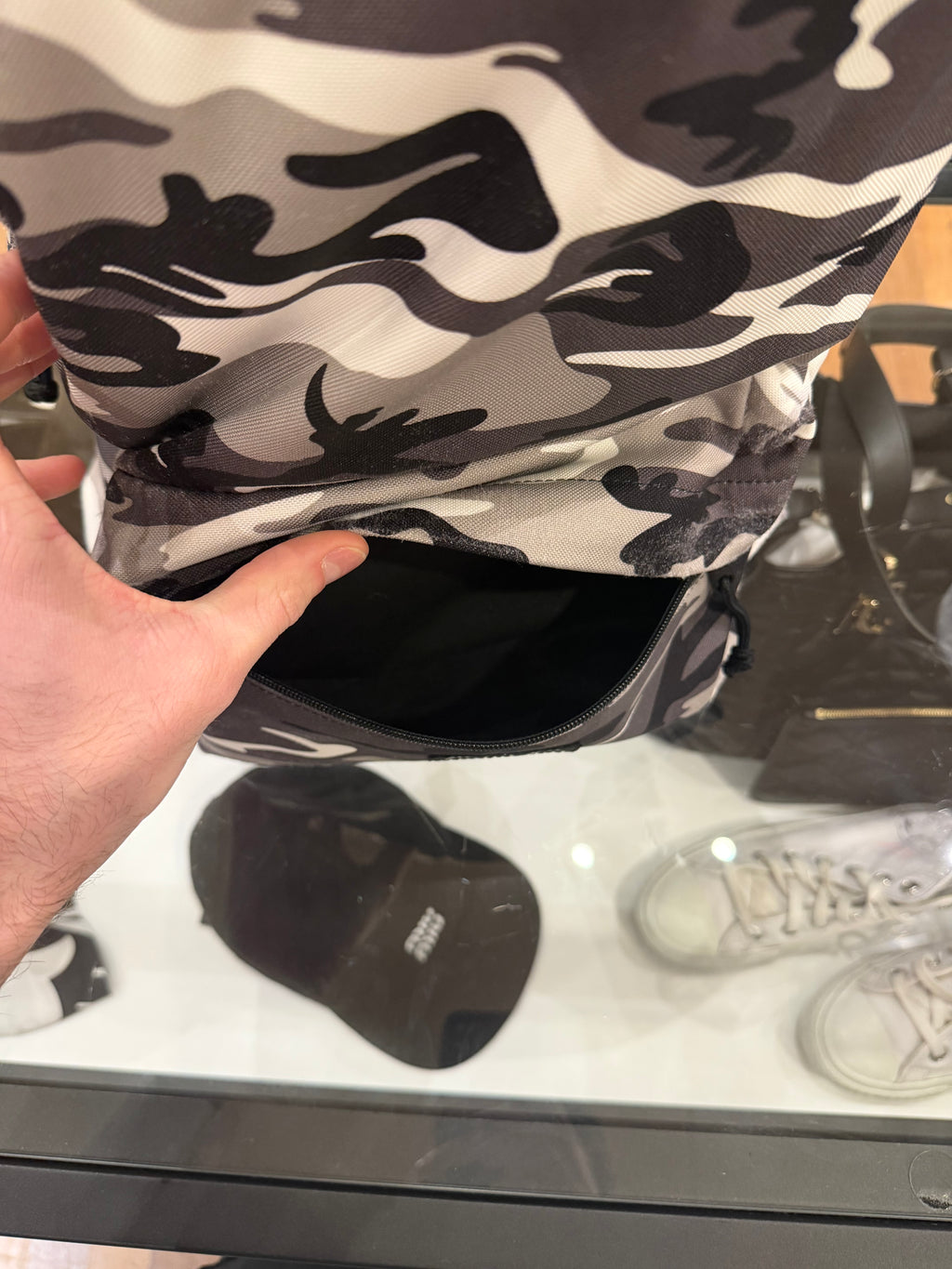 Balenciaga Nylon Snow Camo Explorer Backpack