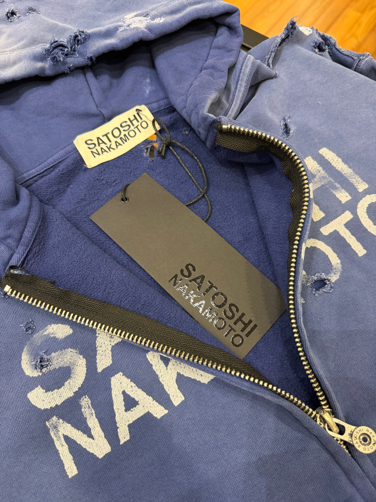 Satoshi Nakamoto Luke Distressed Zip Up Hoodie