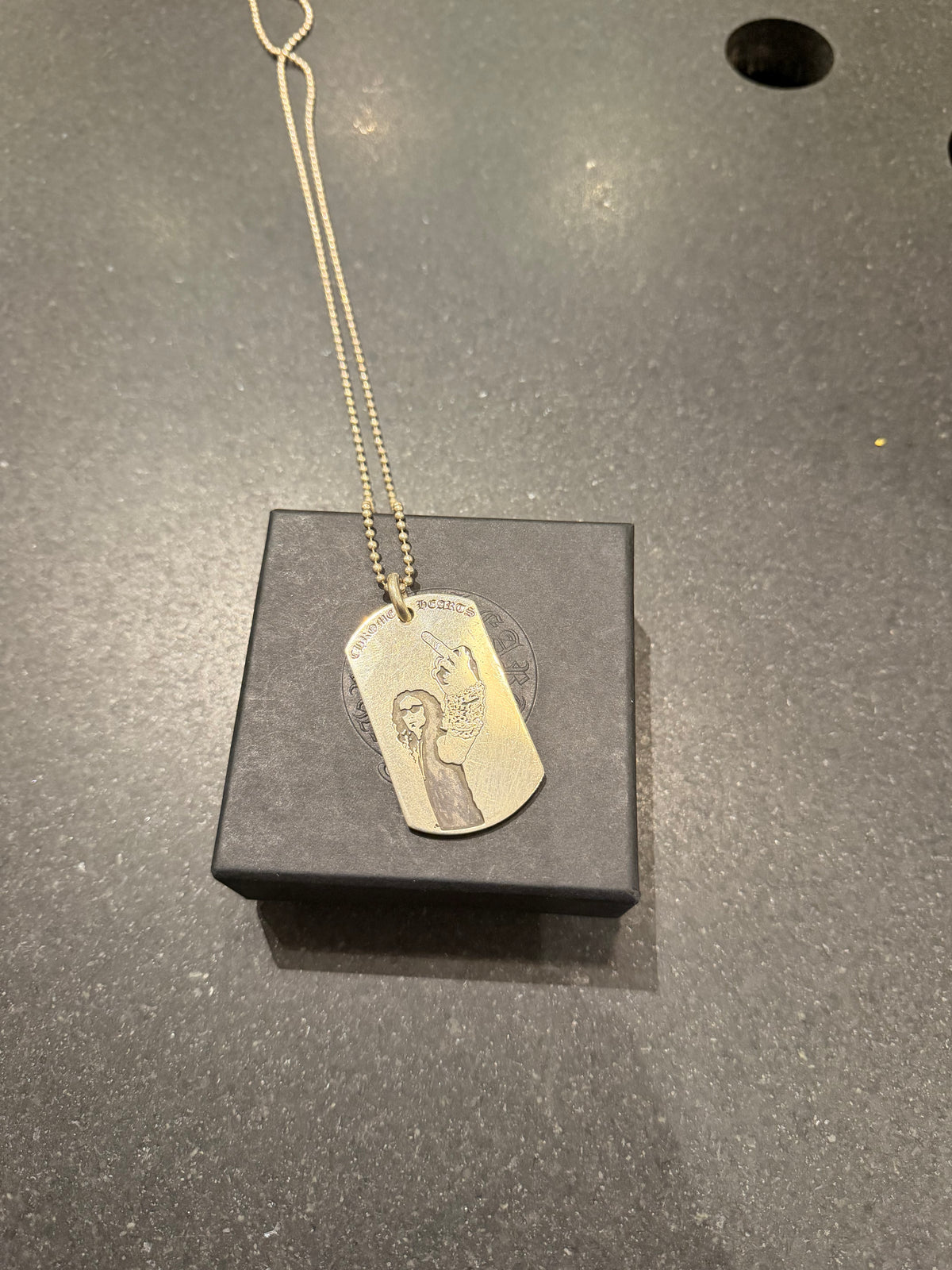 Chrome Hearts Richard Stark ‘F You / American Flag’ Dog Tag Necklace - Silver