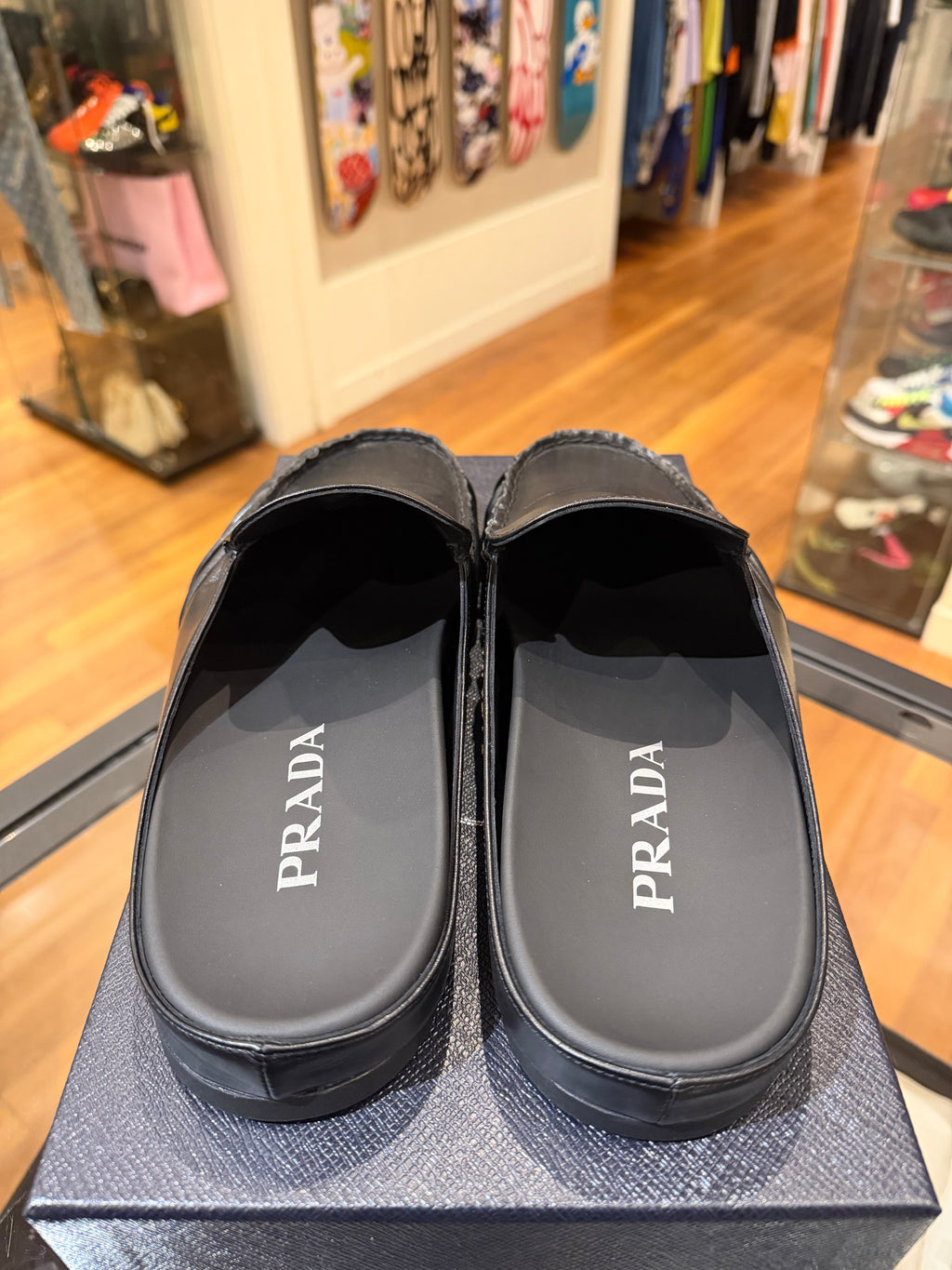 Prada Leather Mules - Black