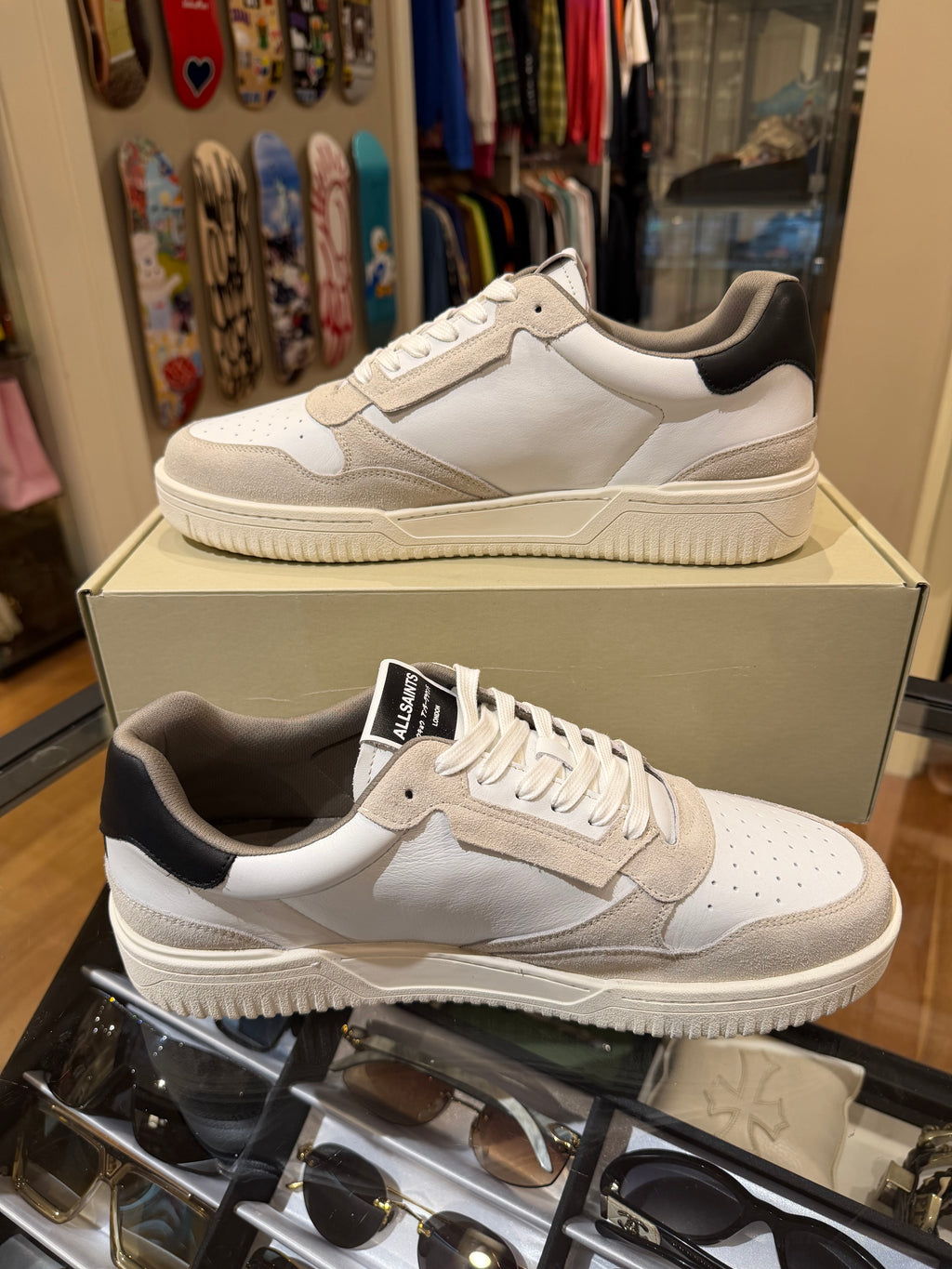 All Saints Regan Low Top - White Suede