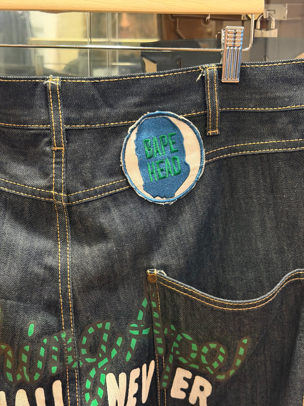 Levi’s x Bape ‘Ape Shall Never Kill Ape’ Print Denim Blue Jeans