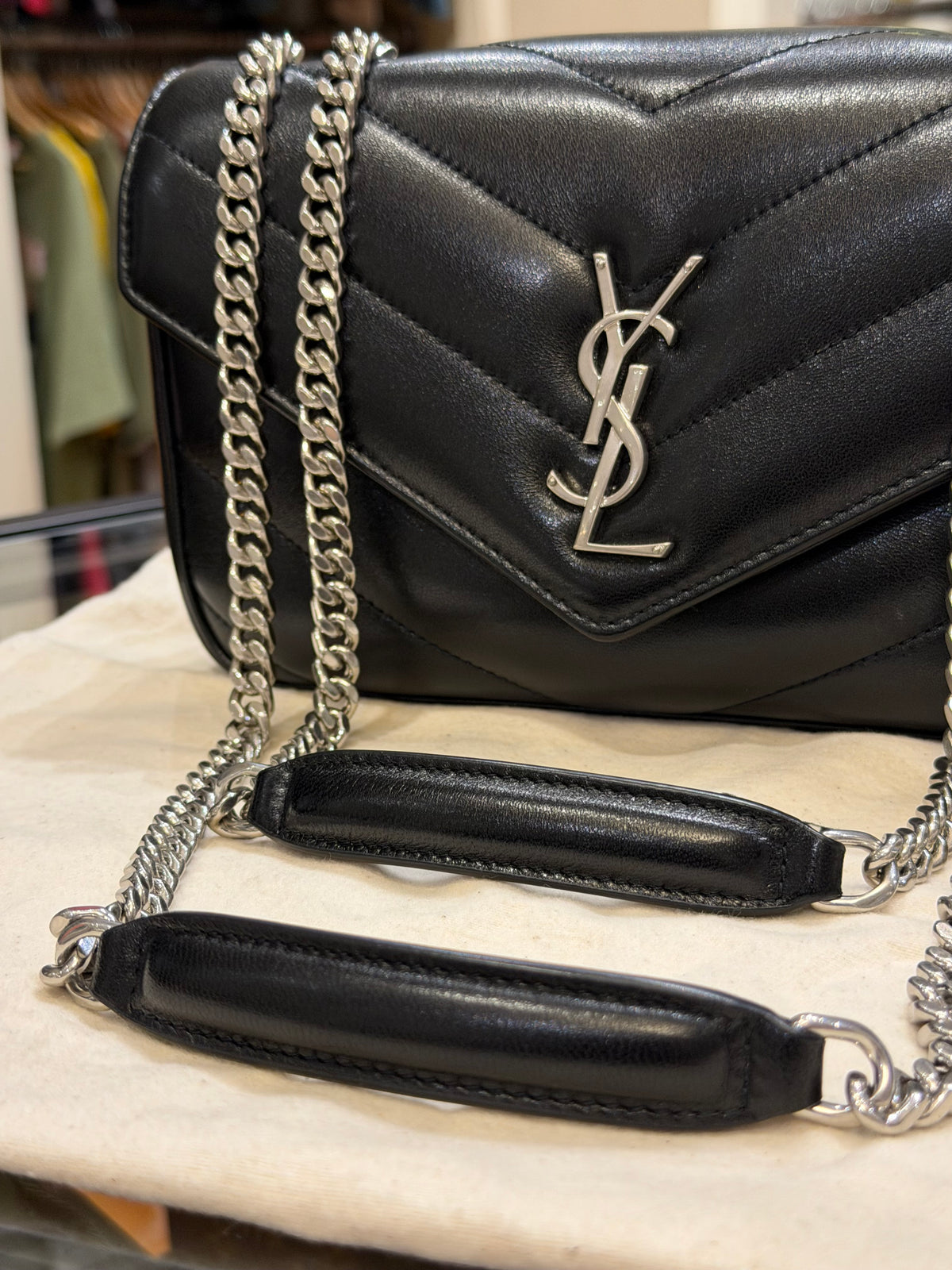Saint Laurent LouLou Small in Matelassé Lambskin - Black