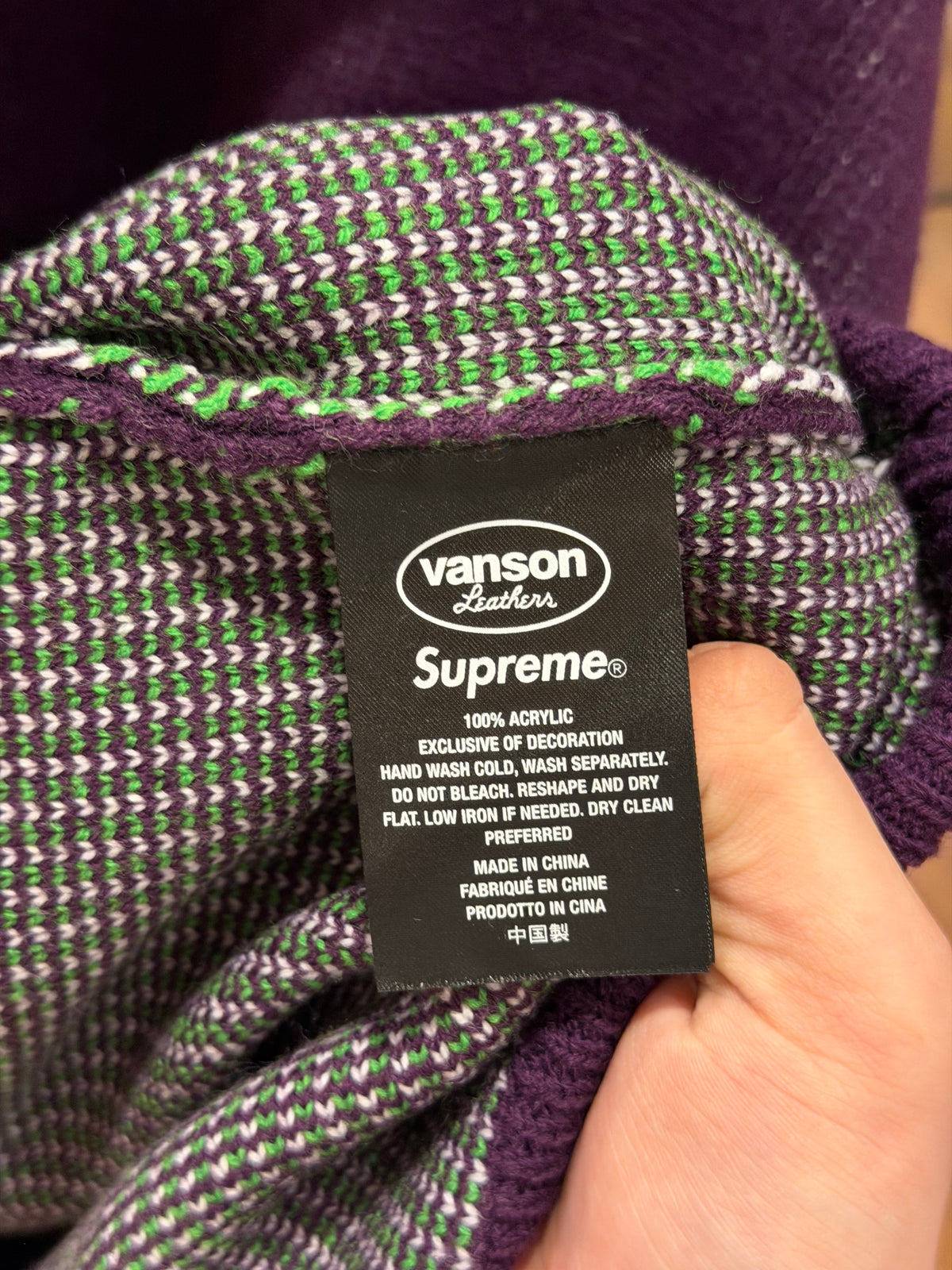 Supreme x Vanson Patch Logo Flame Knit Sweater - Purple